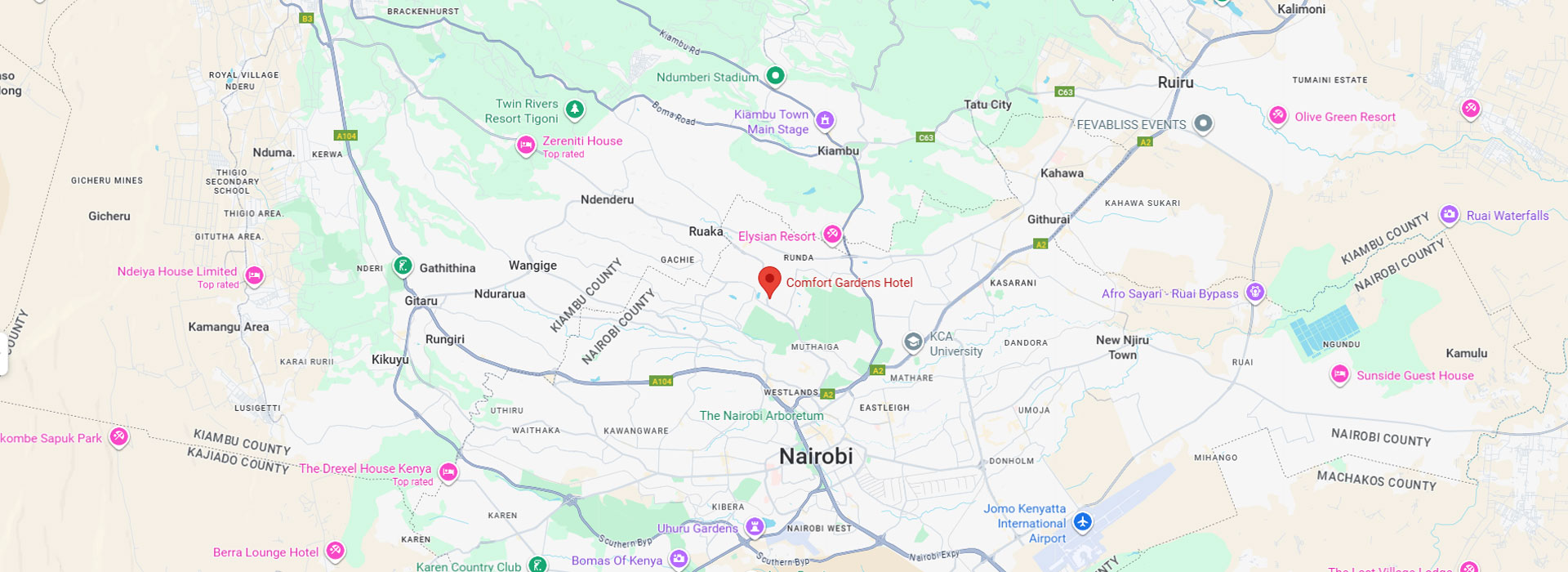 Comfort Gardens Nairobi Location Map 