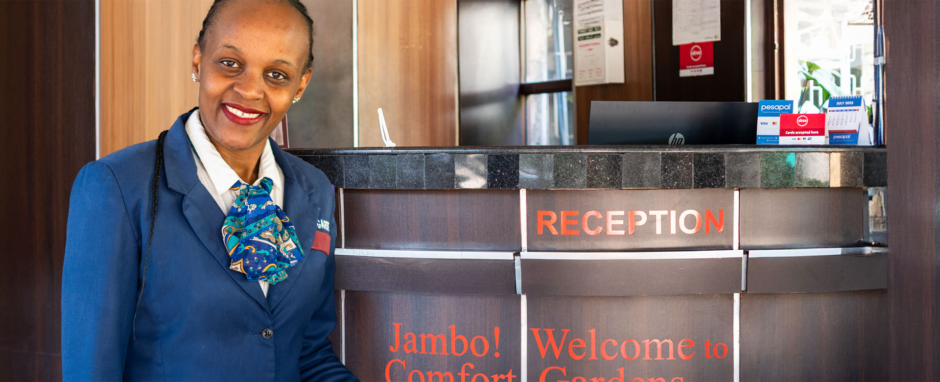 Comfort Gardens Nairobi reception area